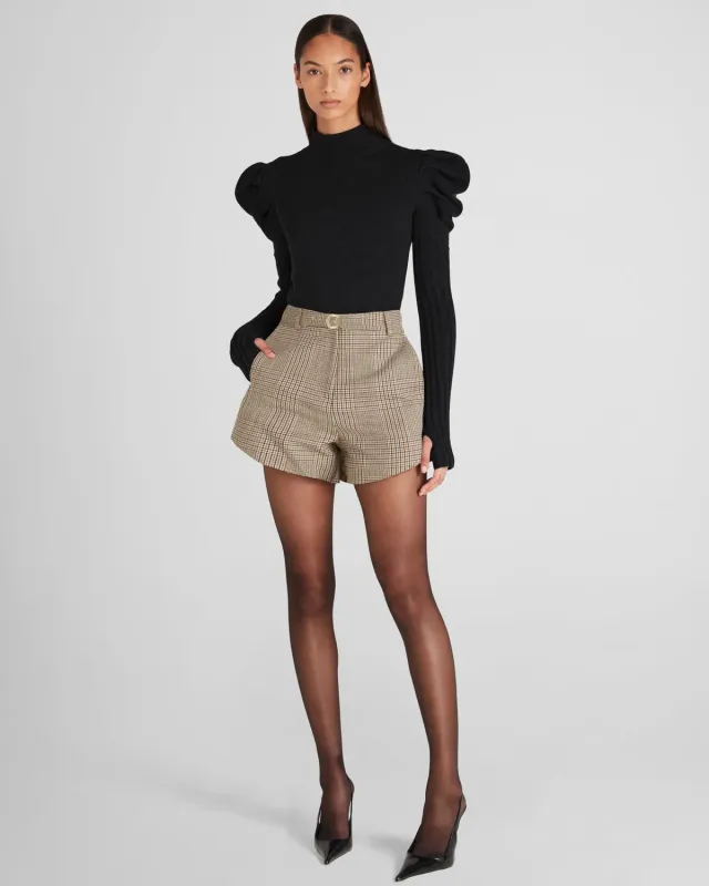 Violante Nessi Sherman shorts lana pied-de-poule vita alta