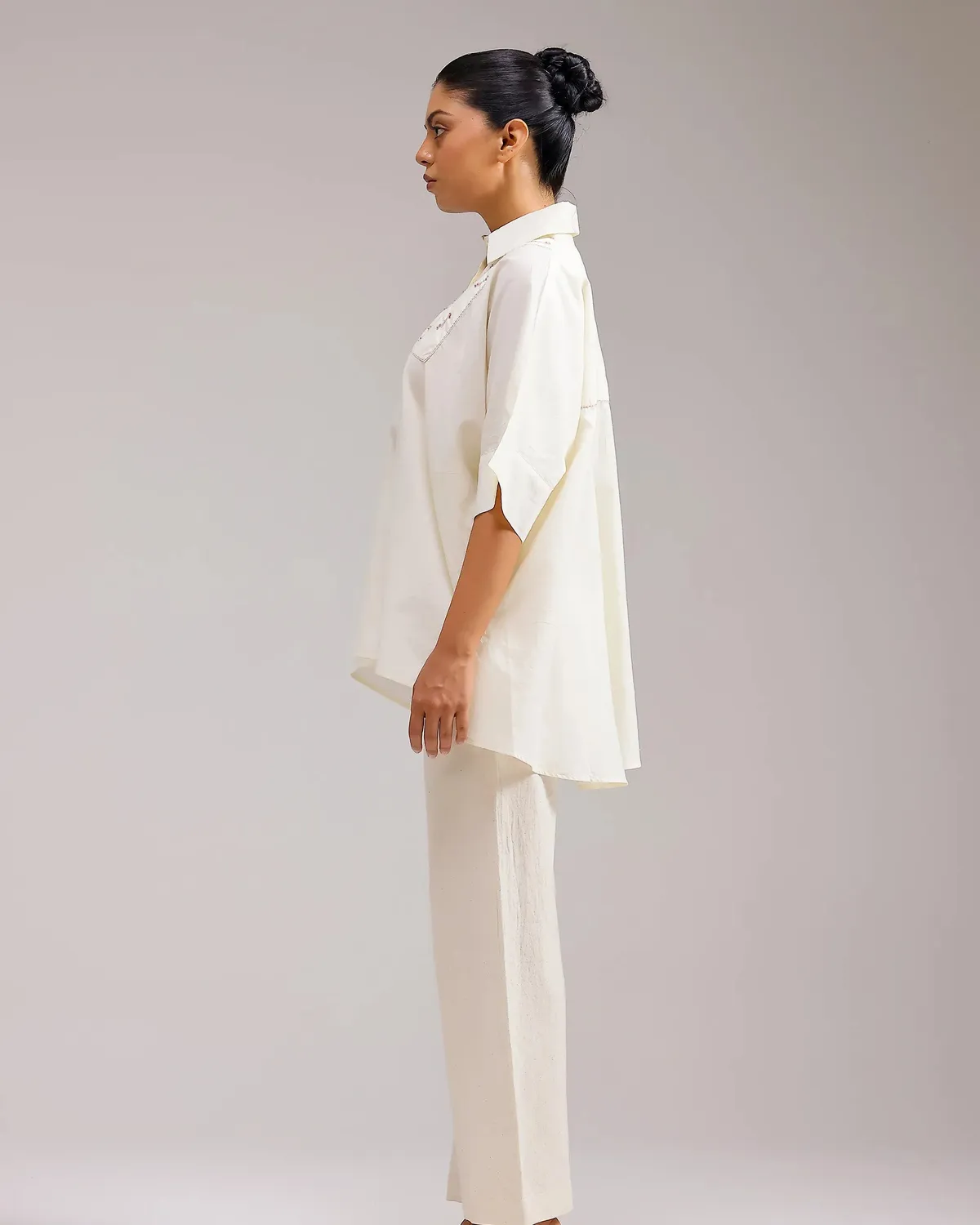 Our Dve Sheer top beige cotone taglia unica
