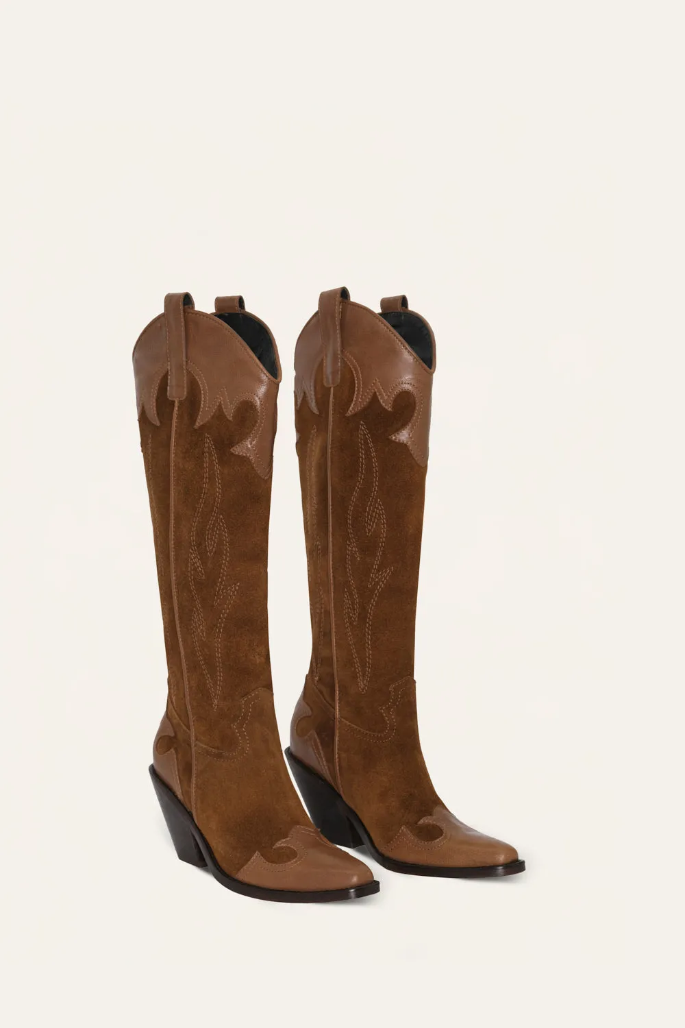 Johanna Ortiz Western Legacy stivali cammello pelle 7cm