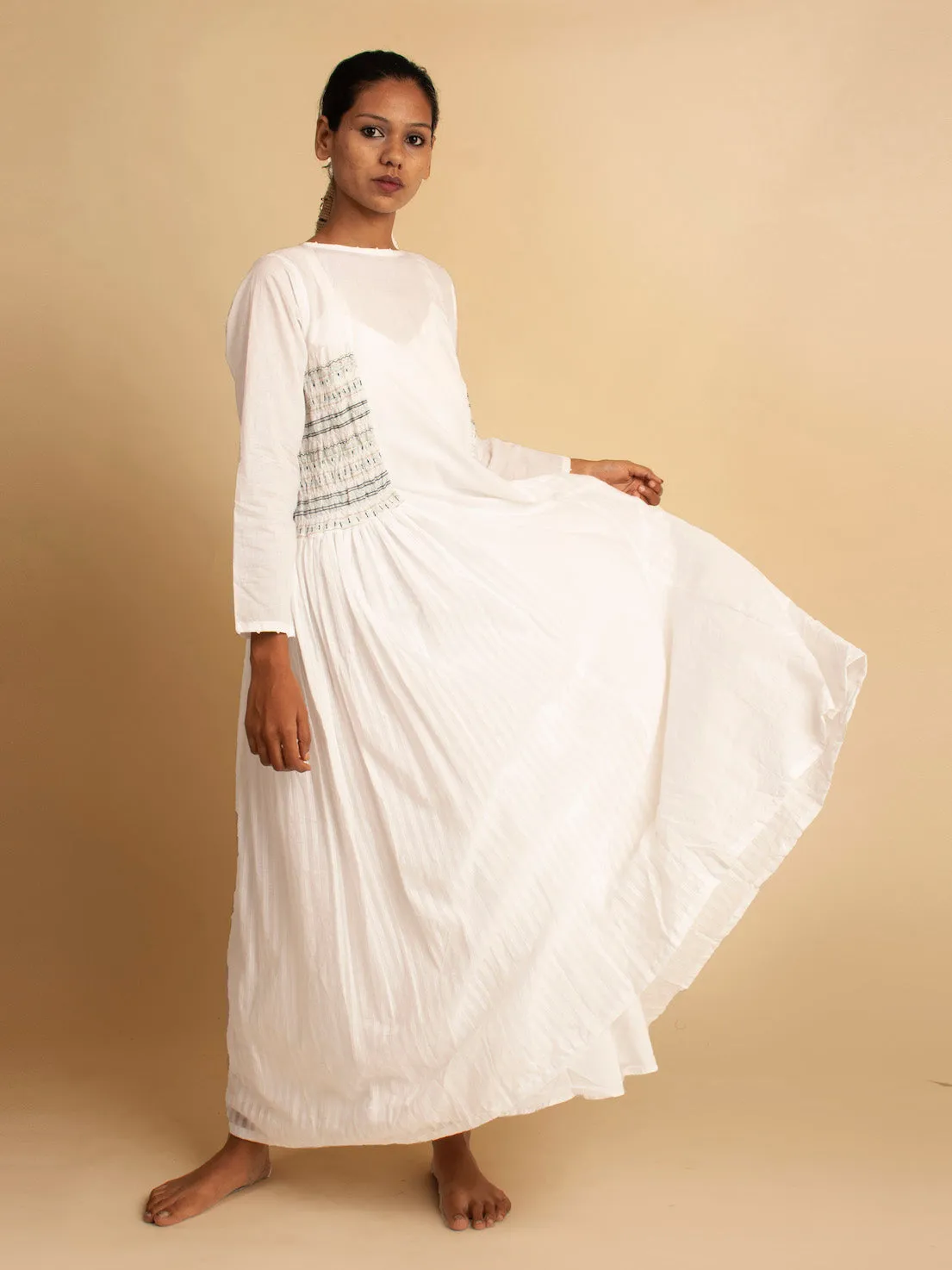 Our Dve Diba Dress vestito bianco cotone manica lunga