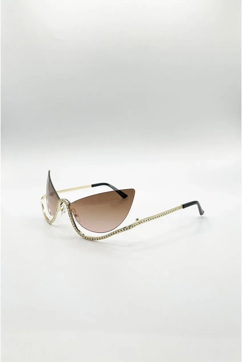 SVNX Butterfly occhiali da sole marroni strass taglia unica