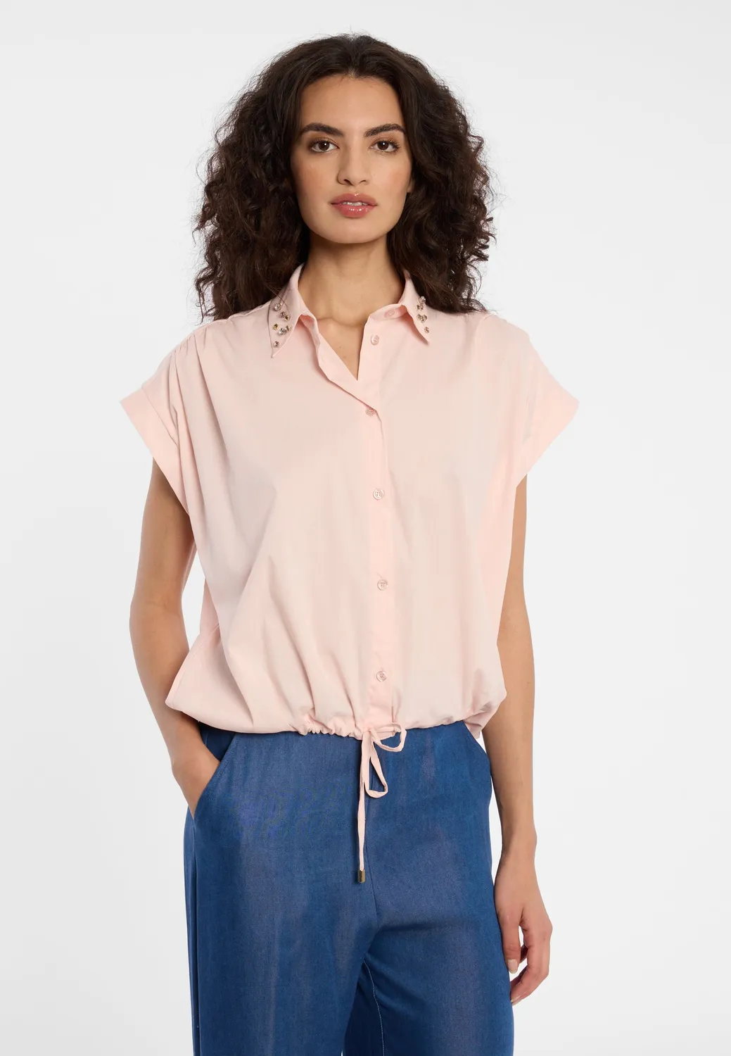 Ana Alcazar Dozai blusa rosa estiva con strass