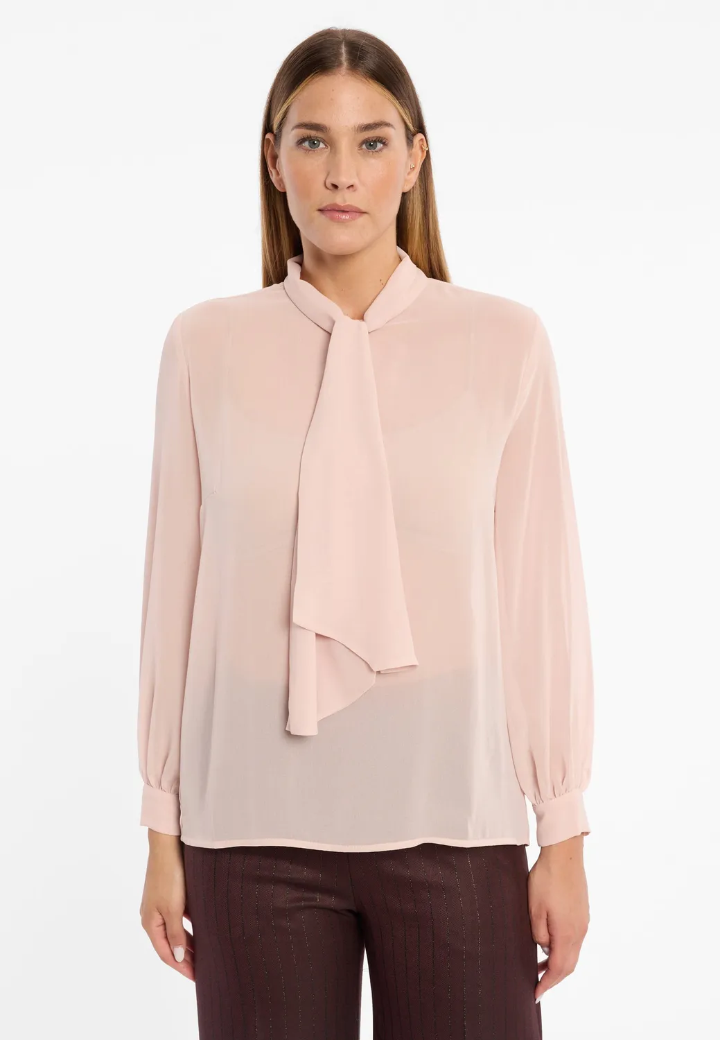 Ana Alcazar Ablea blusa chiffon rosa maniche a sbuffo