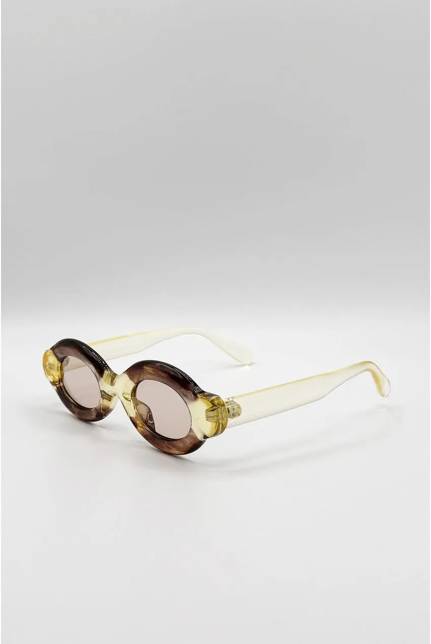 SVNX Bold occhiali da sole ovali champagne marrone chiaro
