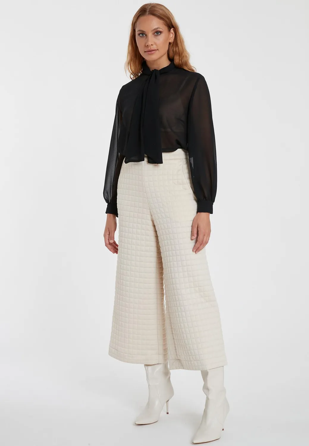 Ana Alcazar Savony pantaloni trapuntati panna 7/8