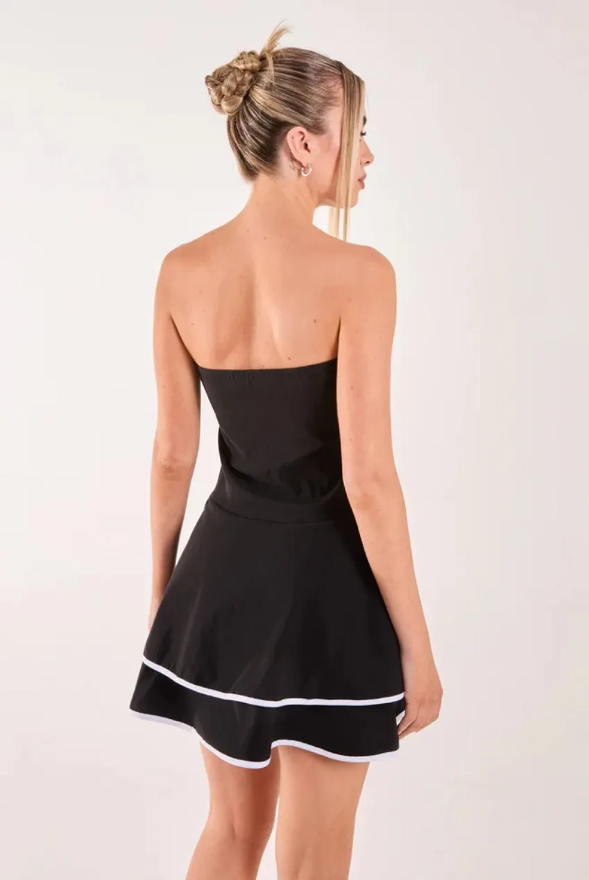 Pink Vanilla Bandeau mini abito nero bordi bianchi