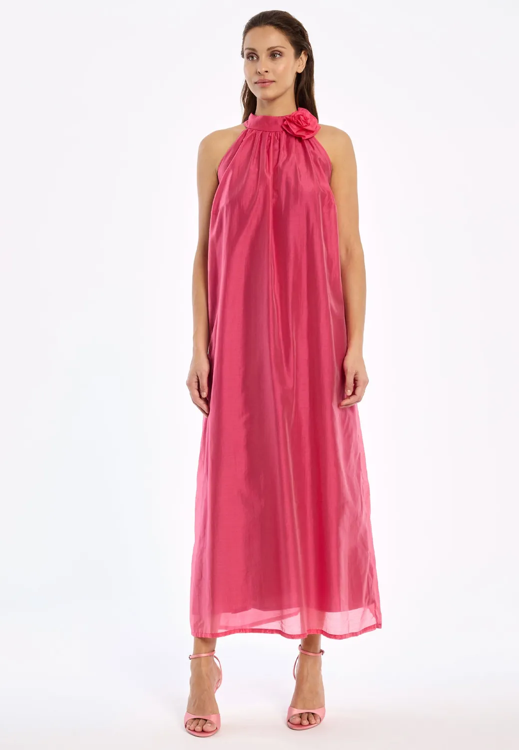 Ana Alcazar Wakany abito lungo rosa in lyocell