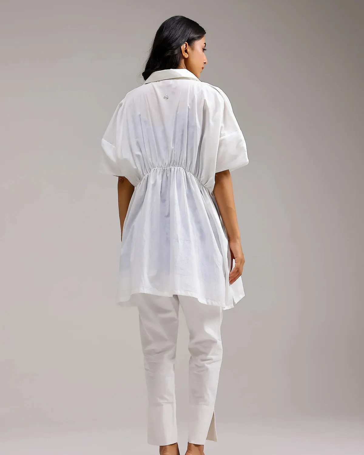 Our Dve Candy Checks top mull bianco manica ampia taglia unica