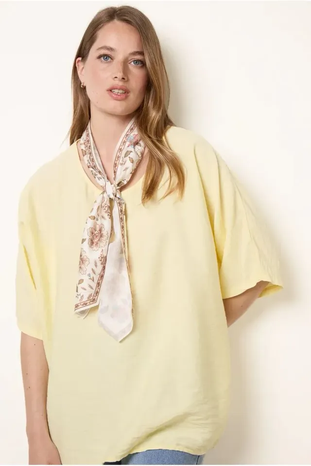 Blue Vanilla top limone viscosa con foulard taglia unica