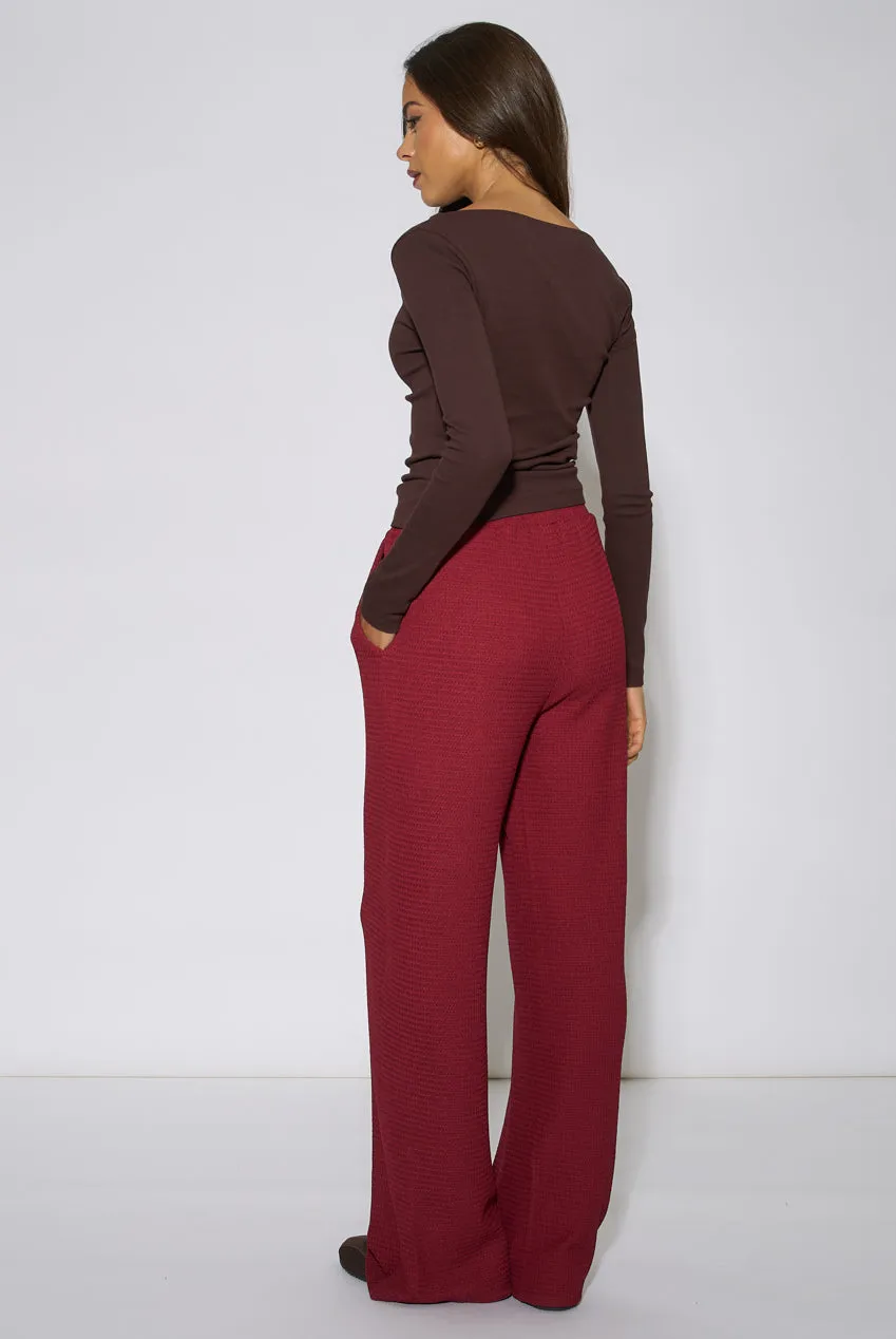Gini London Mulberry Elasticated Waist pantaloni bordeaux