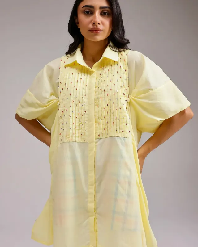 Our Dve Candy Checks top giallo blu cotone