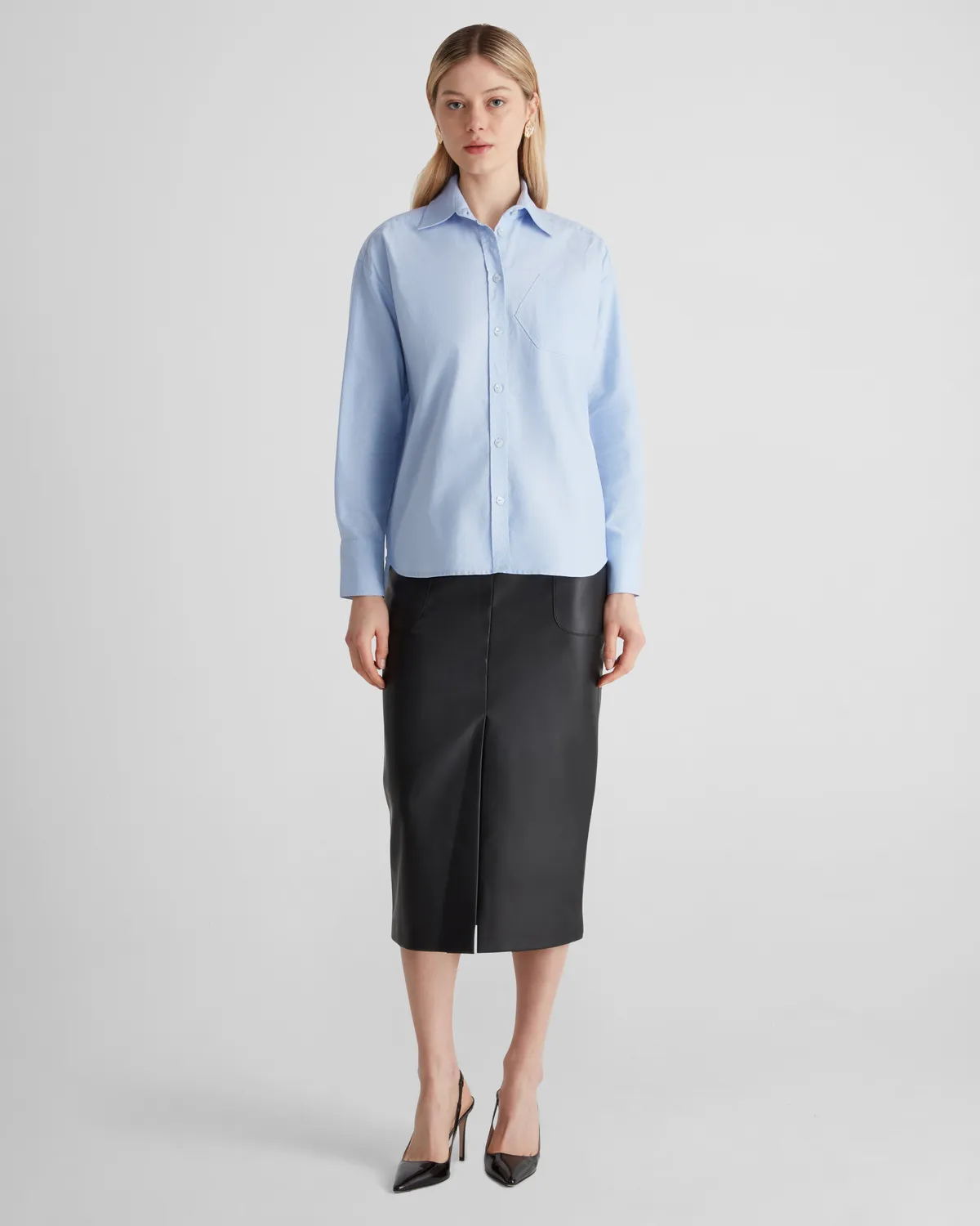 Violante Nessi Violi camicia azzurra oxford over