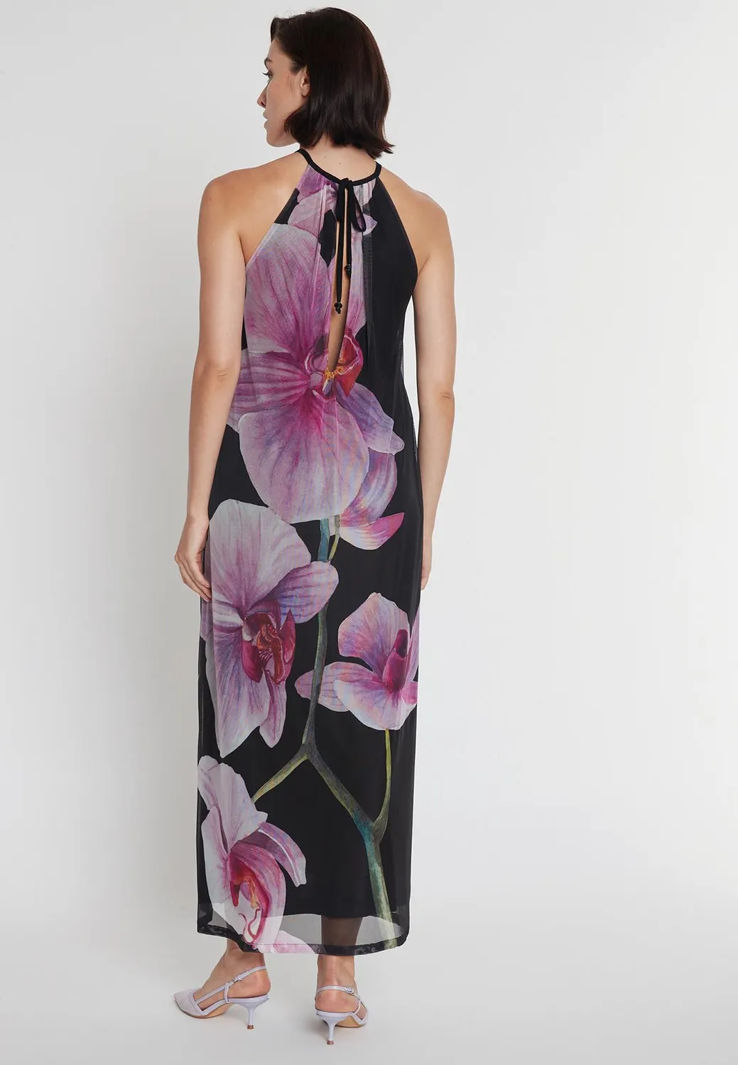 Ana Alcazar Pegala abito lungo orchidee halter