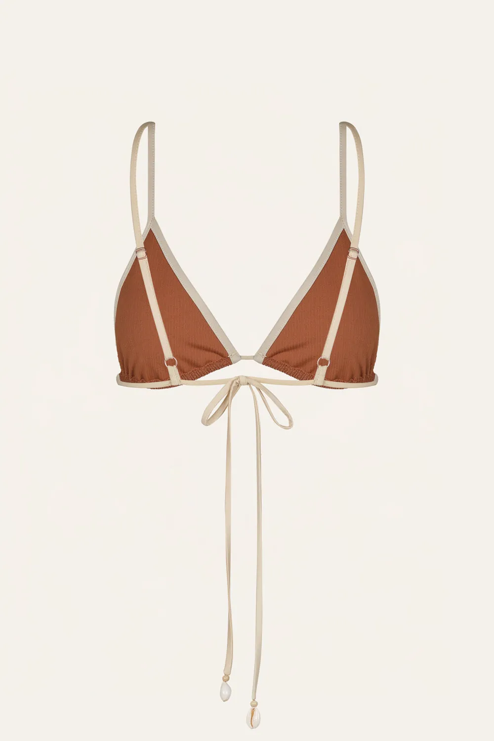 Johanna Ortiz Playa del Río Top Bikini Triangolo Mocca