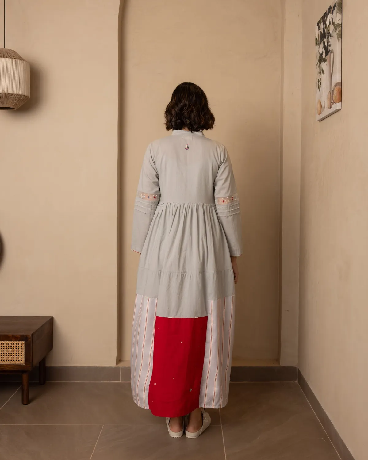 Our Dve Nautica Caribbean Dress abito grigio rosso cotone