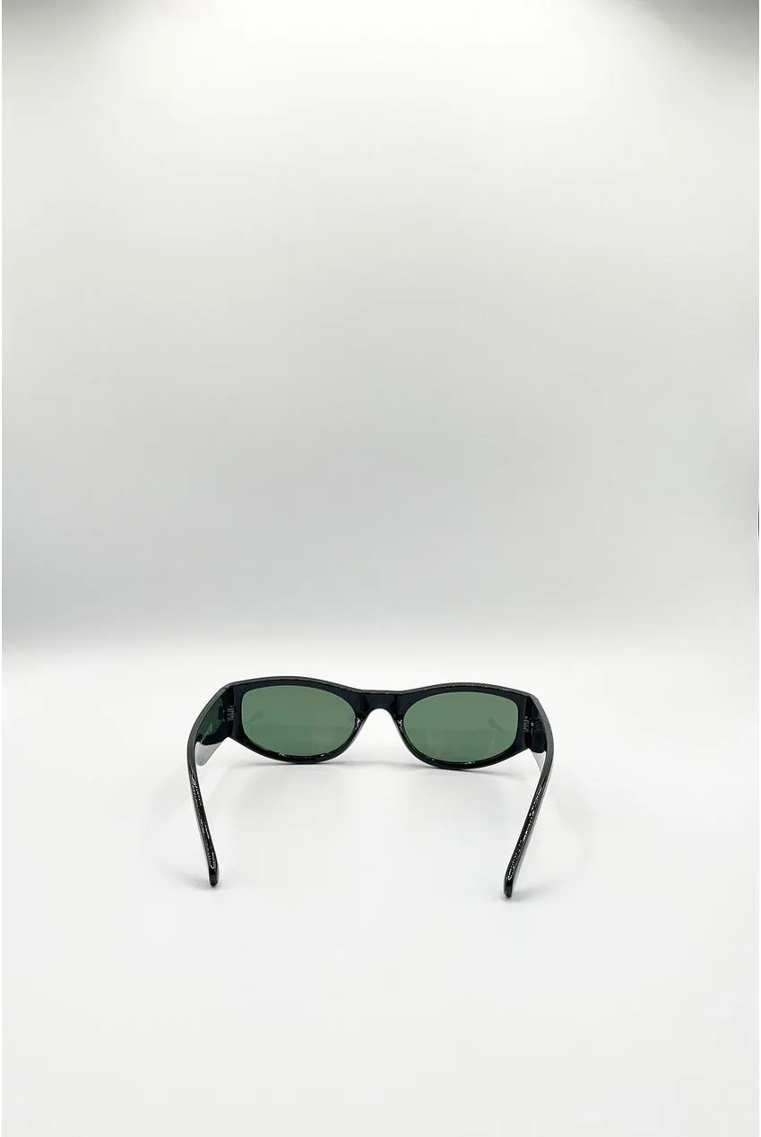SVNX Racer occhiali da sole neri avvolgenti lente verde