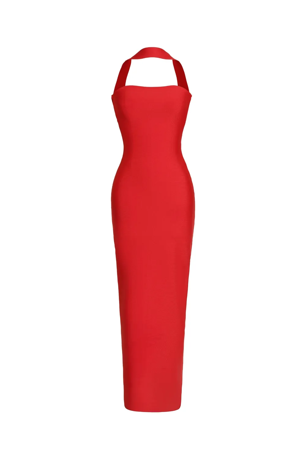 Bella Barnett Rosee abito maxi rosso bandage halter