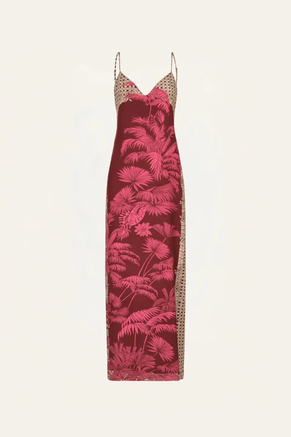 Johanna Ortiz Tropical Harmony abito maxi seta ecru rosa