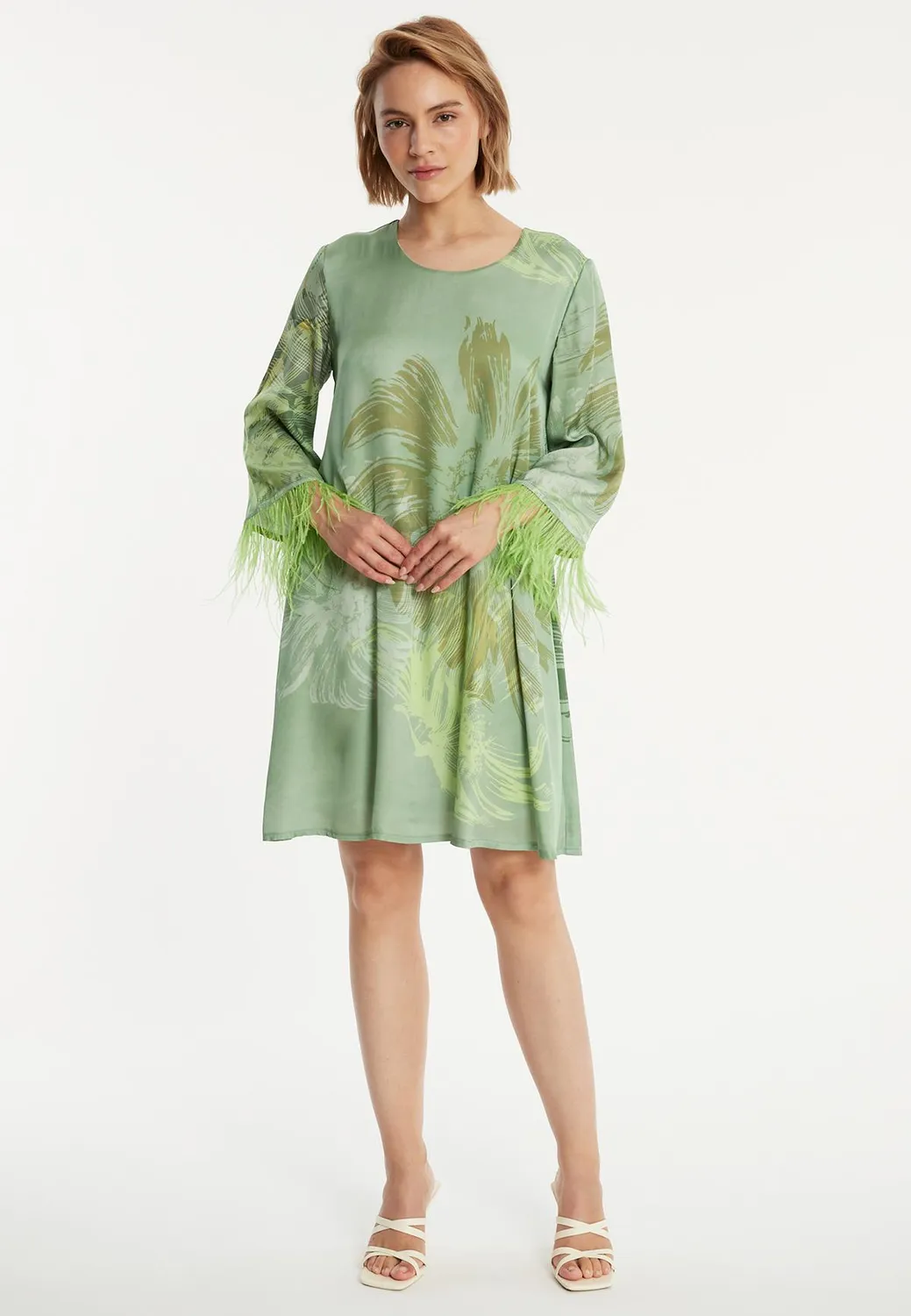 Ana Alcazar Zegali abito tunica satin verde