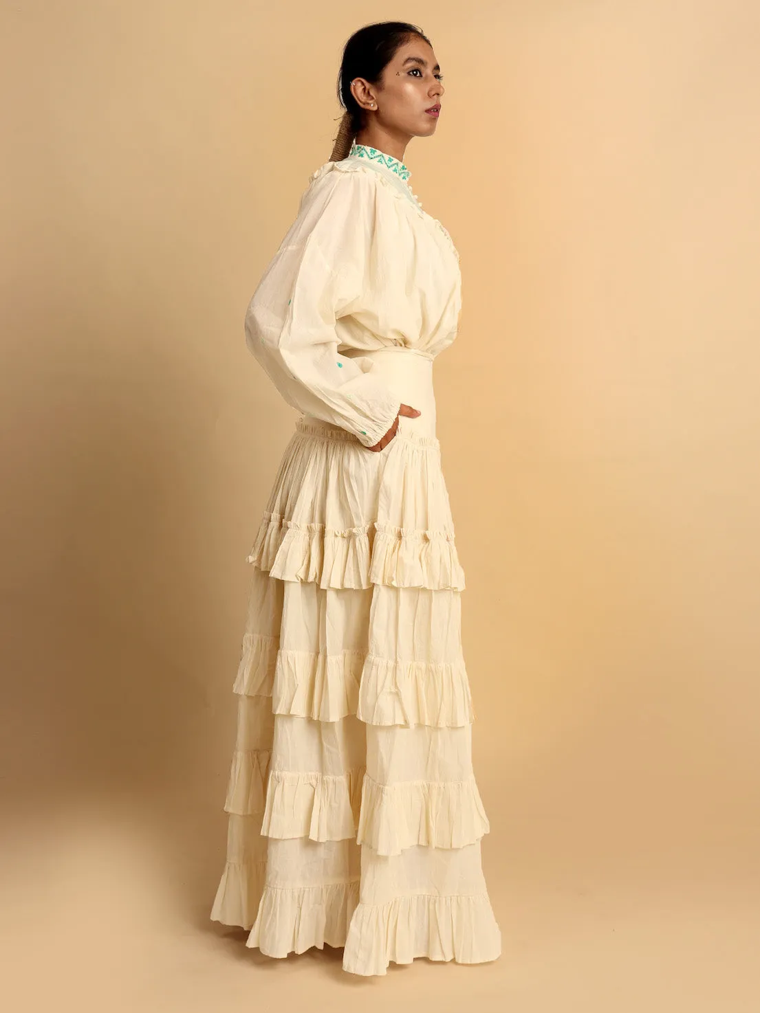 Our Dve Rabari Nomad blusa beige cotone
