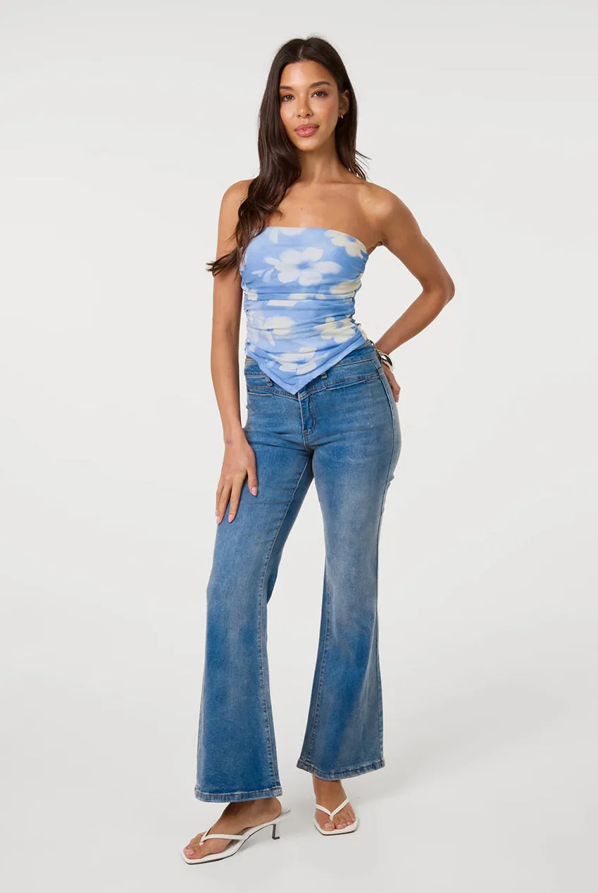 Pink Vanilla Mesh top fascia blu fantasia floreale