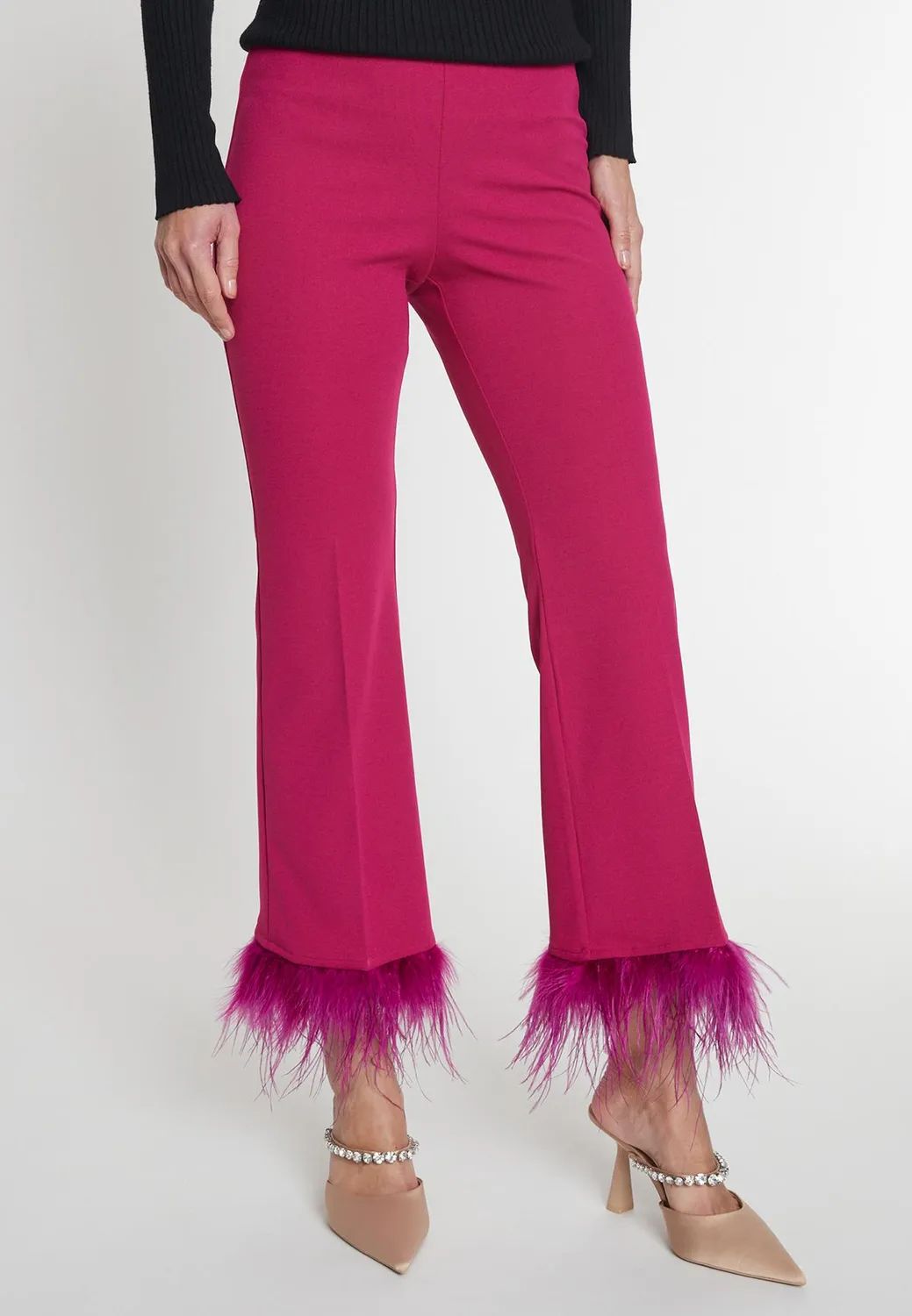 Ana Alcazar Merina pantaloni 7/8 orlo piume