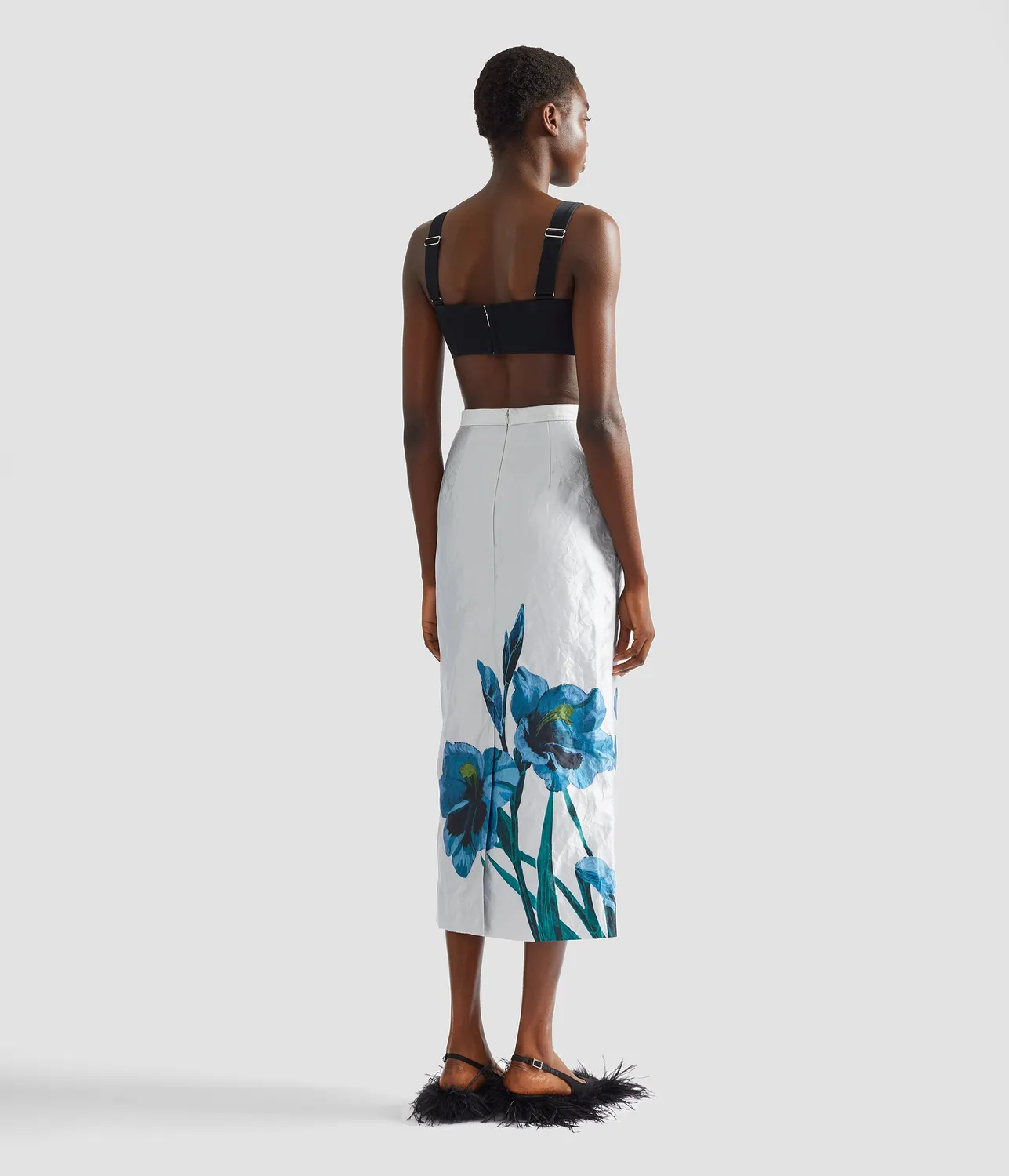 Erdem Crepe Black Satin Bralet bralette raso nero cuore