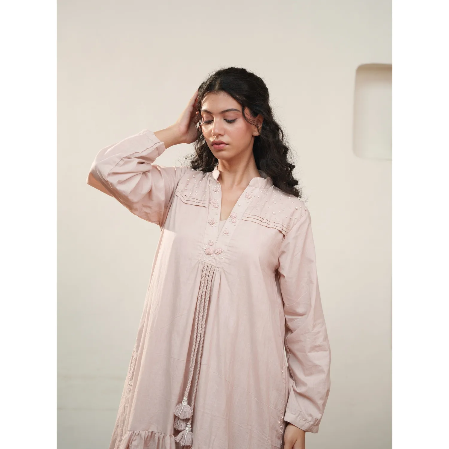 Our Dve Capsule 1 abito rosa cotone maniche
