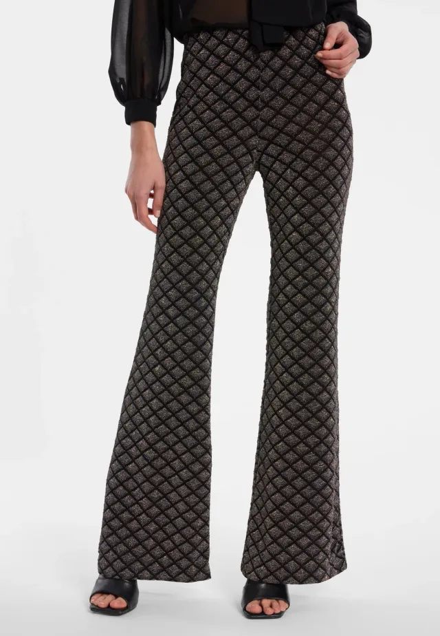 Ana Alcazar Enalis pantaloni neri lurex zampa