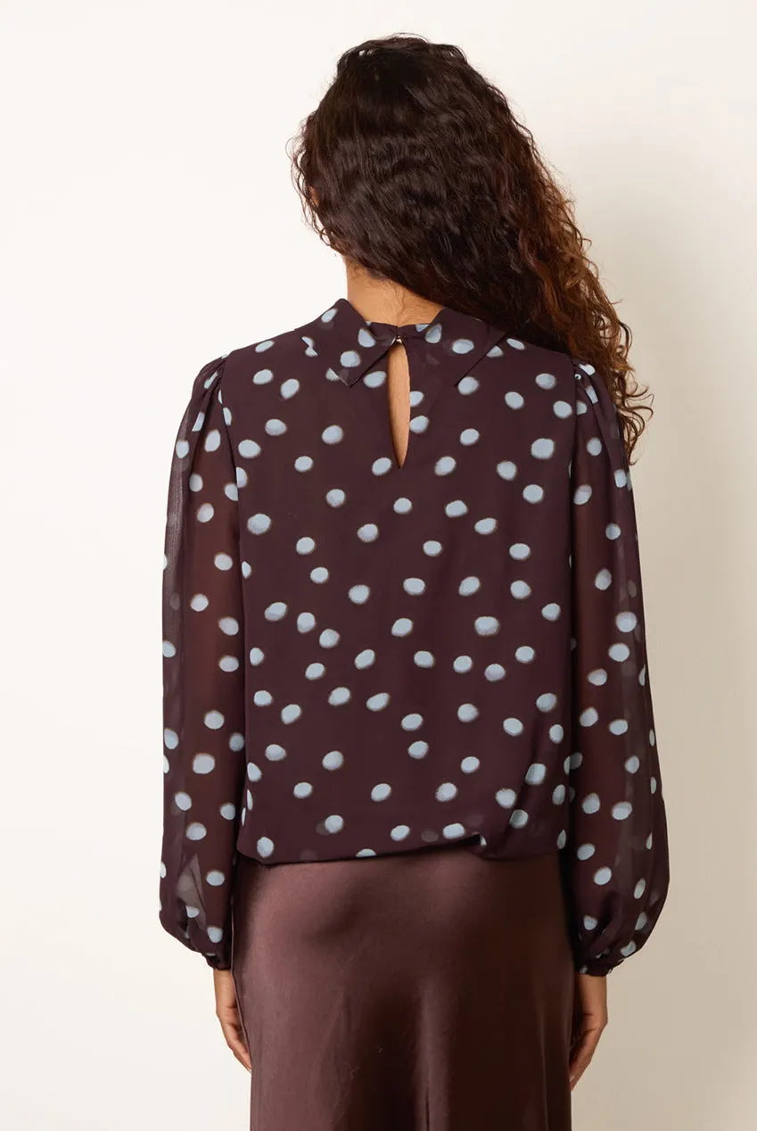 Blue Vanilla Polka Dot camicetta marrone cioccolato