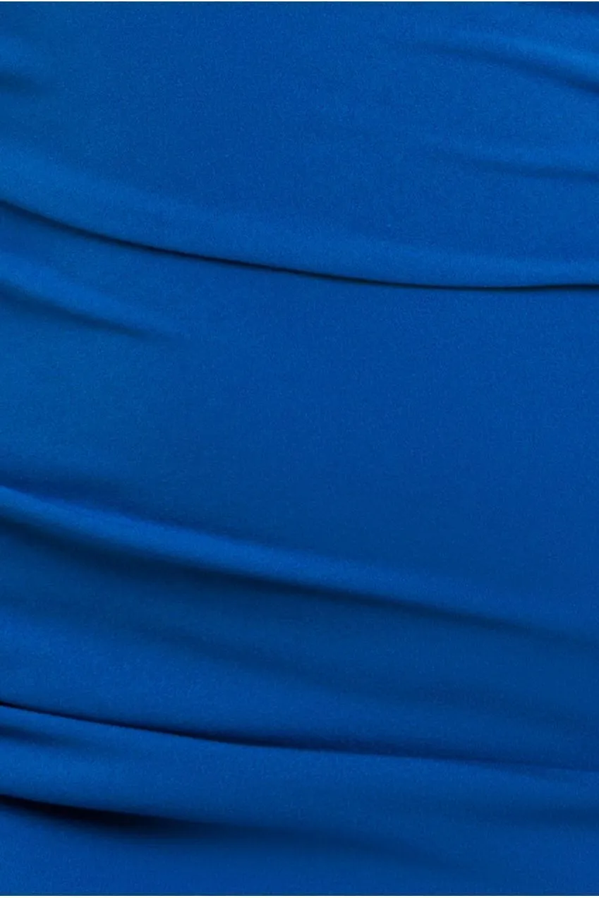Goddiva DR3638 abito midi blu royal monospalla scuba