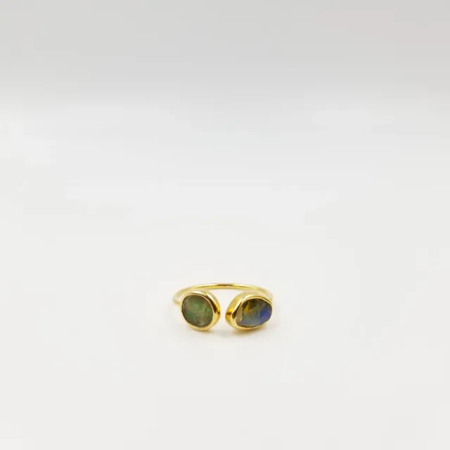 Our Dve 2 Stone Opal anello oro opale argento