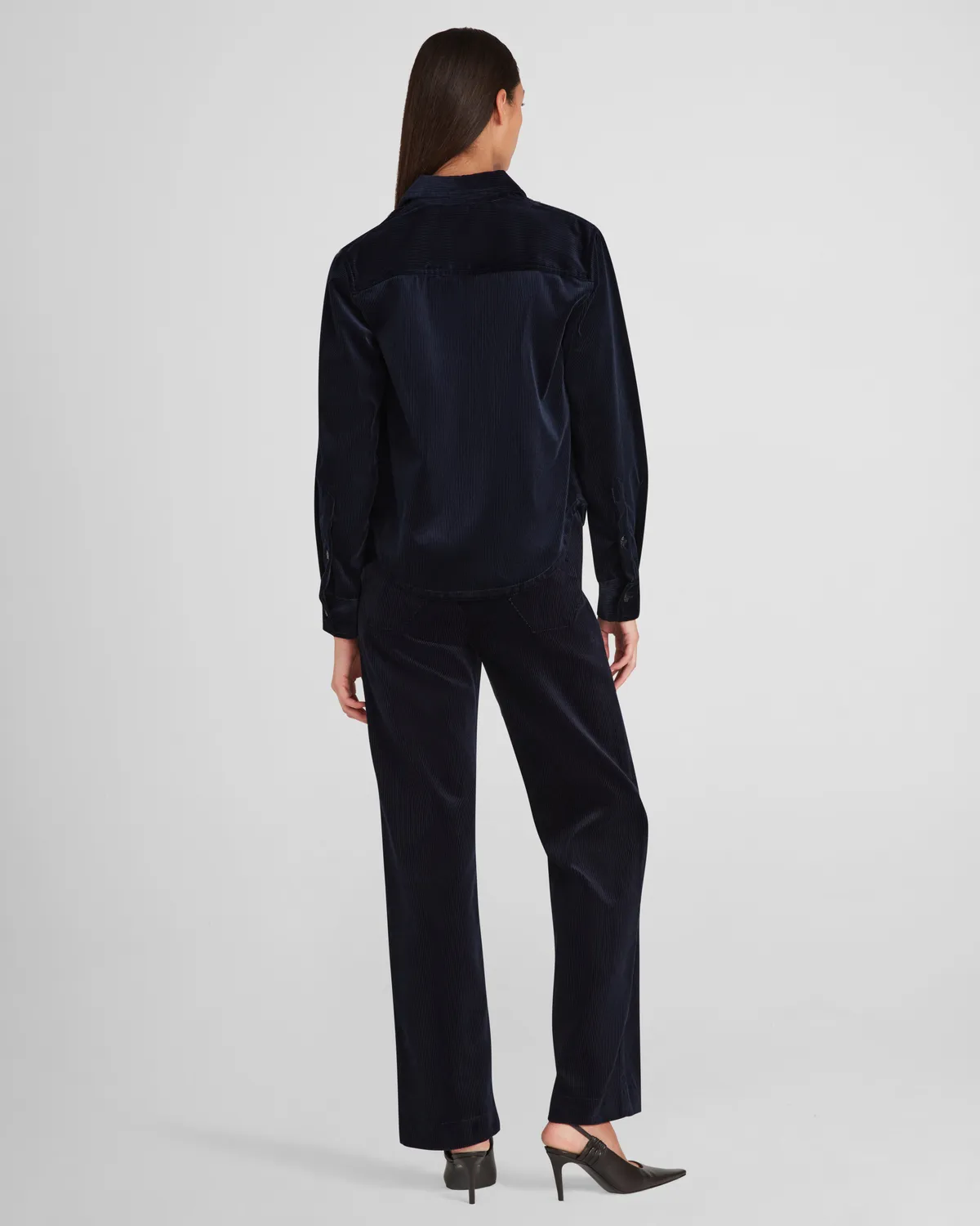 Violante Nessi Bartolomeo camicia blu in velluto di cotone