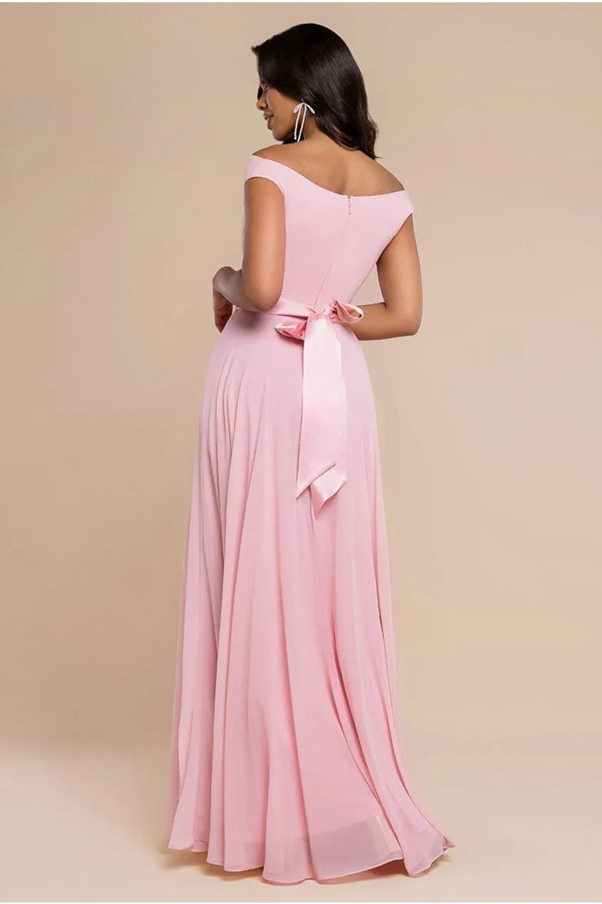 Goddiva Cowl Neck abito maxi rosa blush chiffon
