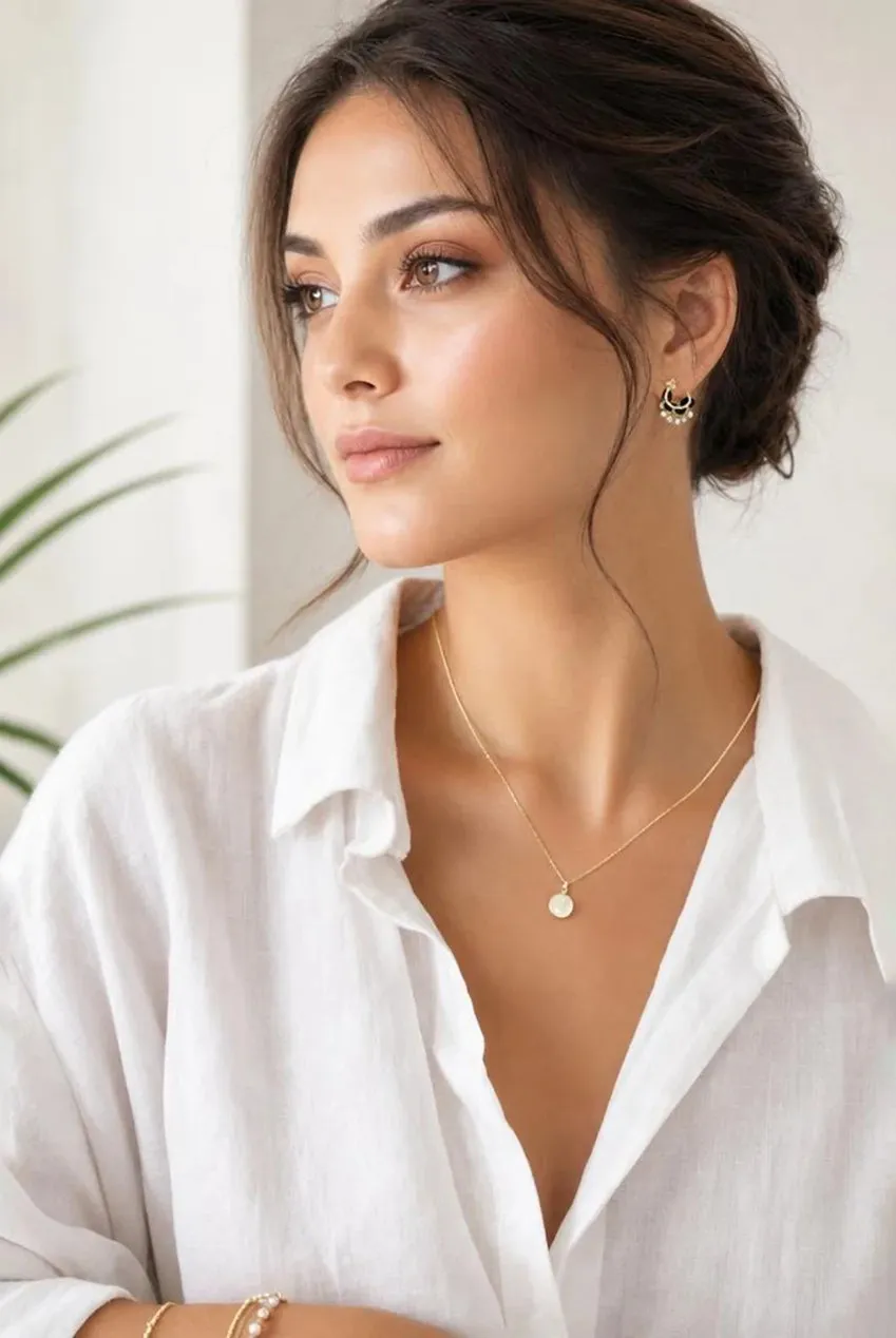 SVNX Pearl Noir Orecchini Doppi Cerchi Oro Perle Nere