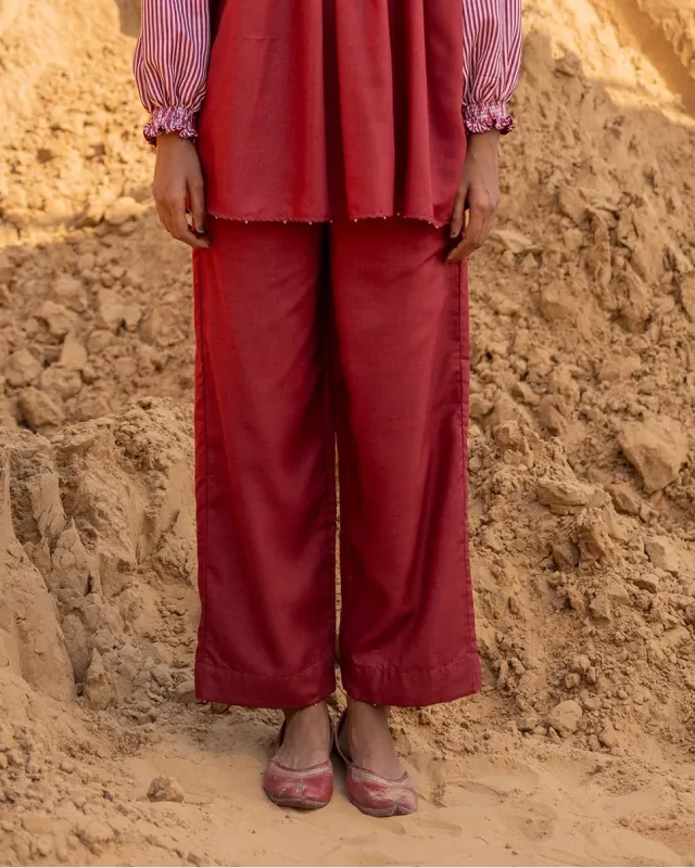 Our Dve Fract pantaloni bordeaux cotone M