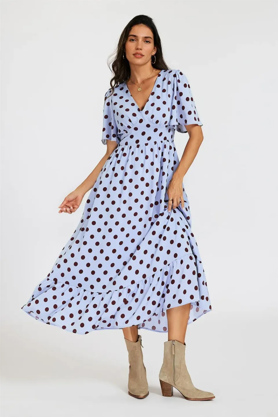 FS Collection pois abito midi scollo V blu