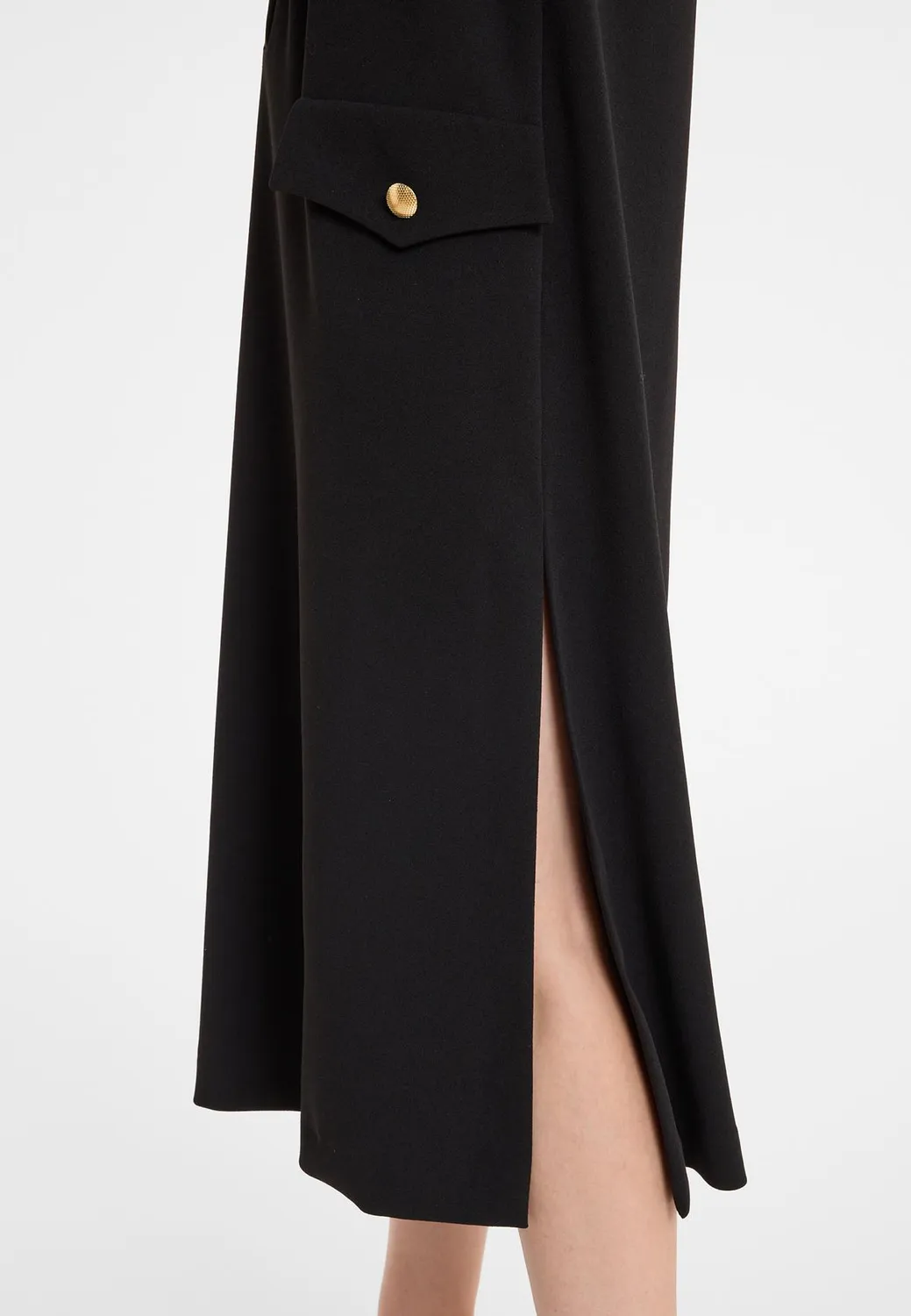 Ana Alcazar Afemi abito camicia midi nero bottoni oro