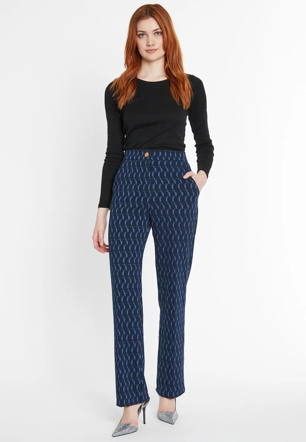 Ana Alcazar Siwana pantaloni jacquard blu