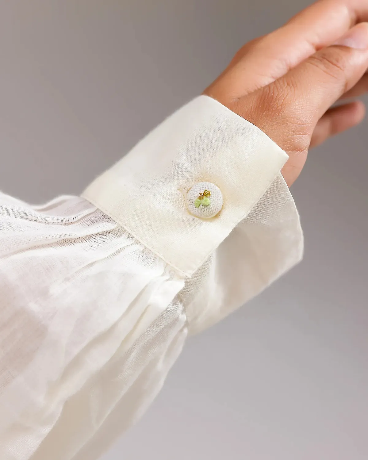Our Dve Saanjh Panel abito camicia beige in cotone
