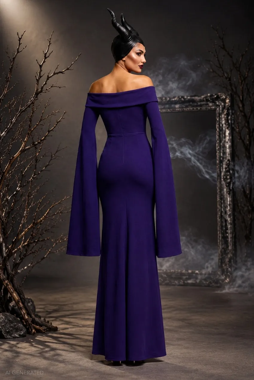 Goddiva costume Halloween maxi viola mantella