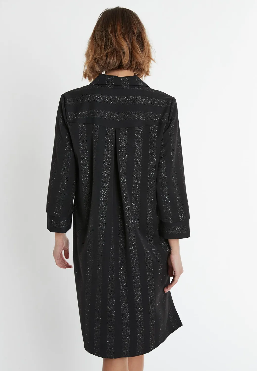Ana Alcazar Samina abito camicia nero lurex