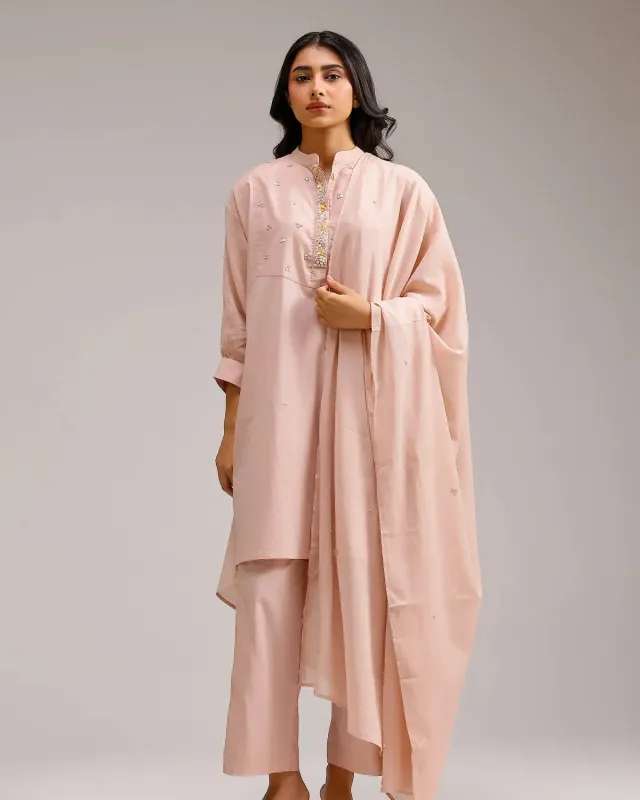 Our Dve Saanjh Grace kurta rosa flamingo cotone 3 pezzi
