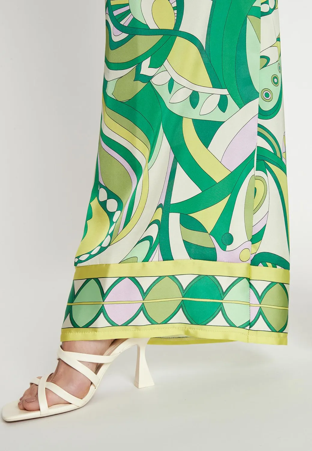 Ana Alcazar Lewona pantaloni palazzo satin fantasia