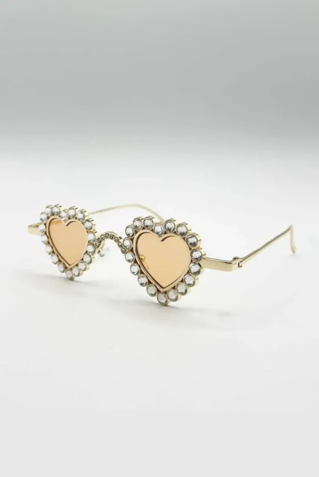 SVNX Heart Diamante occhiali da sole champagne oro