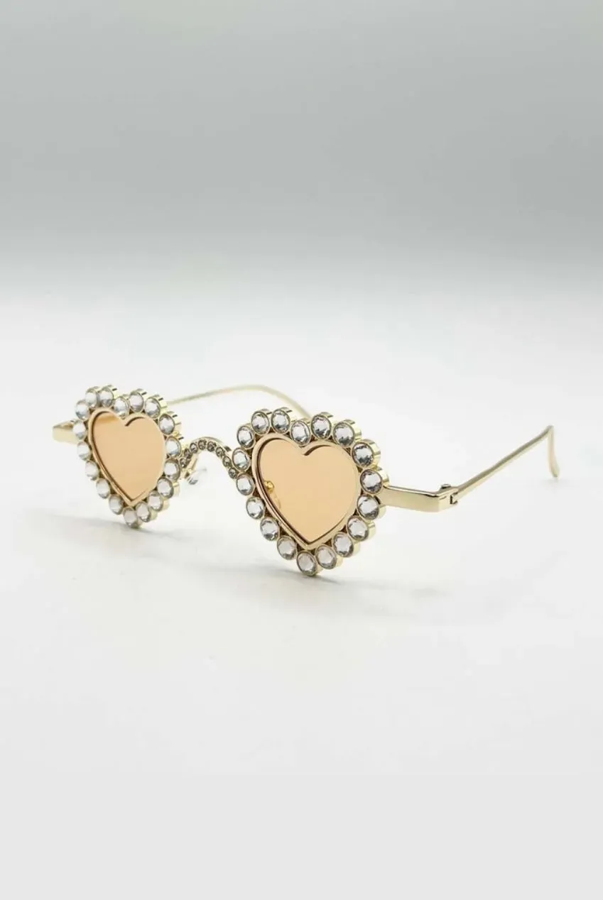 SVNX Heart Diamante occhiali da sole champagne oro