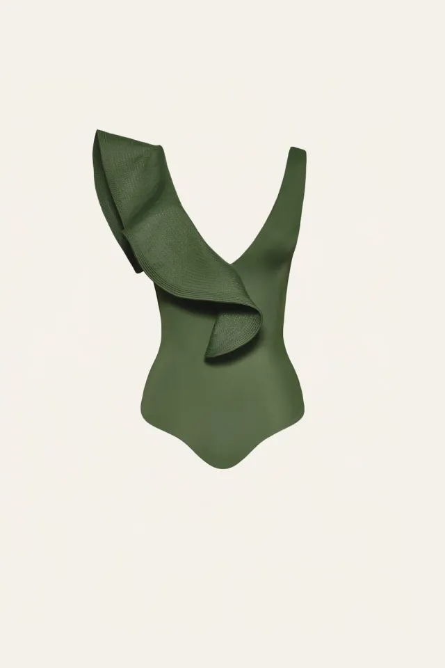 Johanna Ortiz Boleros costume intero verde volant lycra