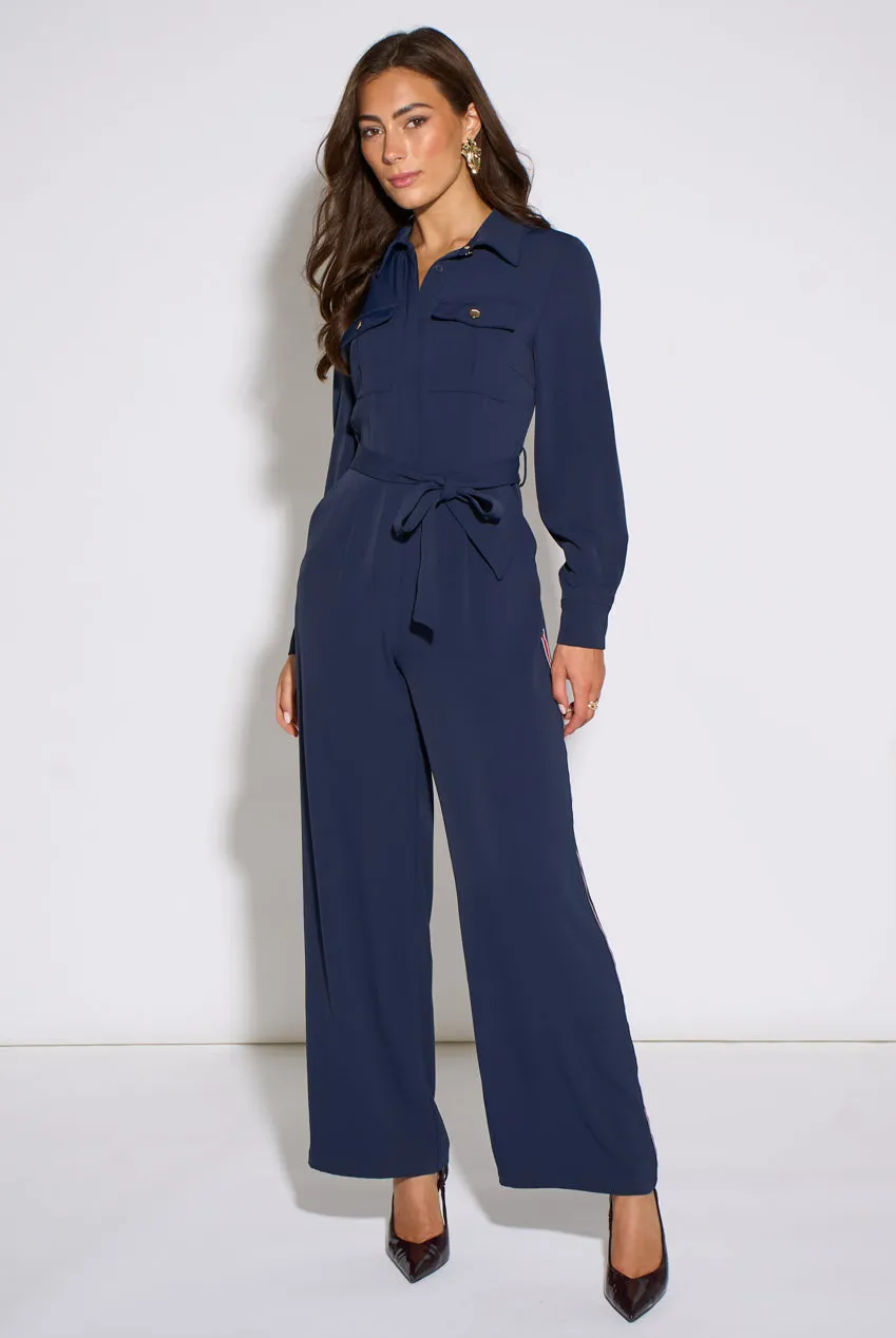 Gini London Side Strip tuta blu navy maniche lunghe