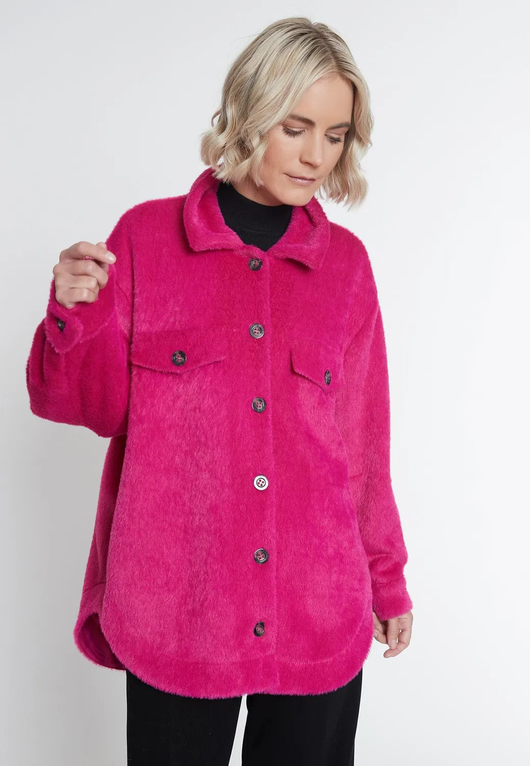 Ana Alcazar Mabisa giacca camicia peluche rosa