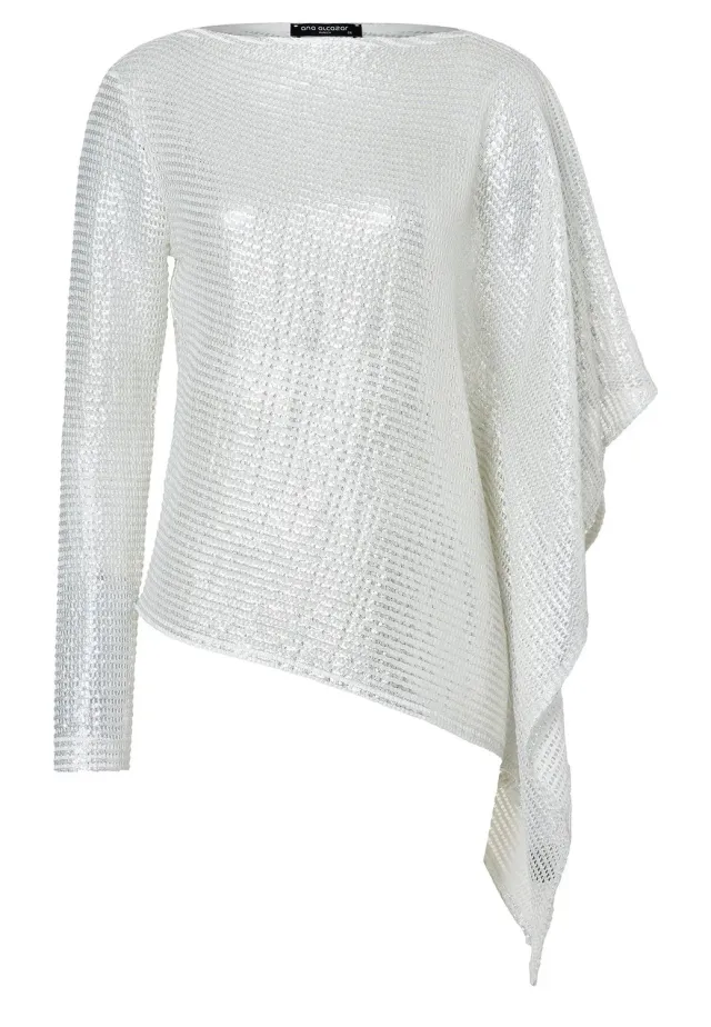 Ana Alcazar Wahina top rete bianco asimmetrico